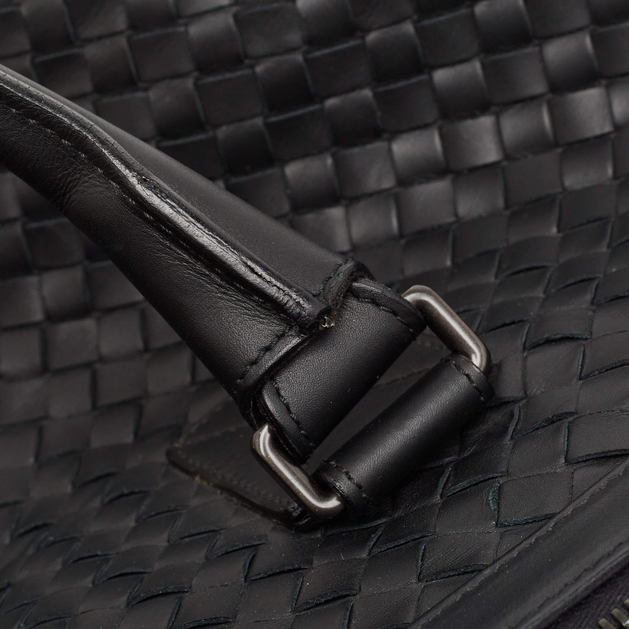 Bottega Veneta Black Intrecciato Leather Duffel Bag 11