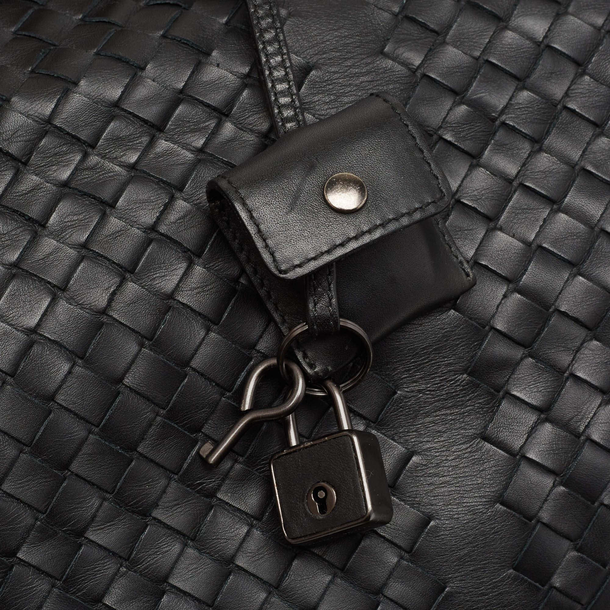 Bottega Veneta Black Intrecciato Leather Duffel Bag 2