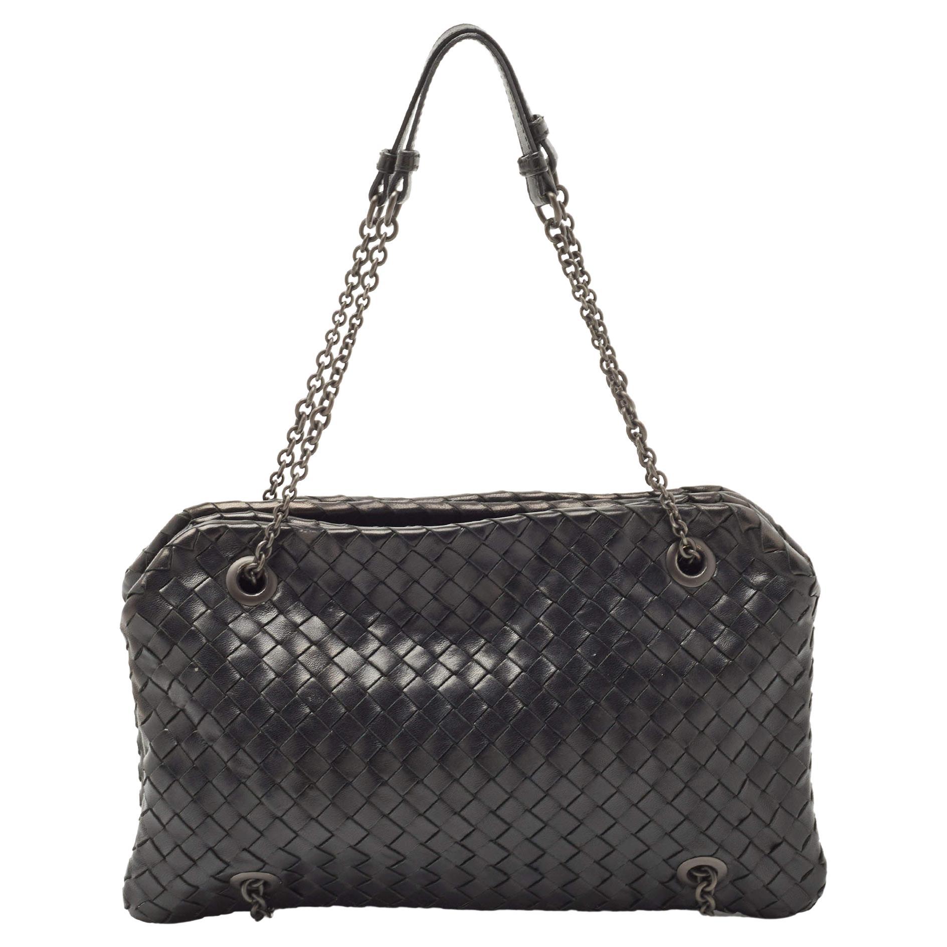 Bottega Aqua Blue Intrecciato Leather Cassette Maxi Crossbody