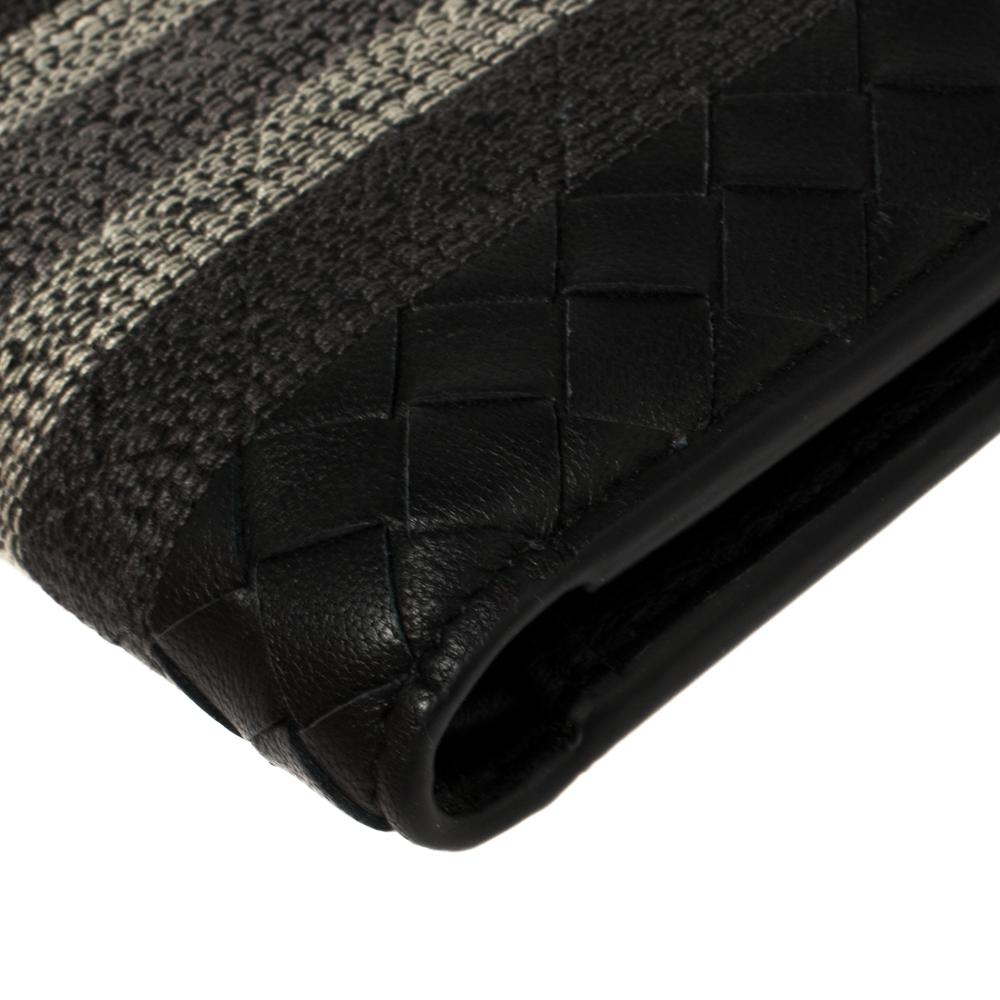 Bottega Veneta Black Intrecciato Leather Embroidered Stripe Bifold Wallet 6