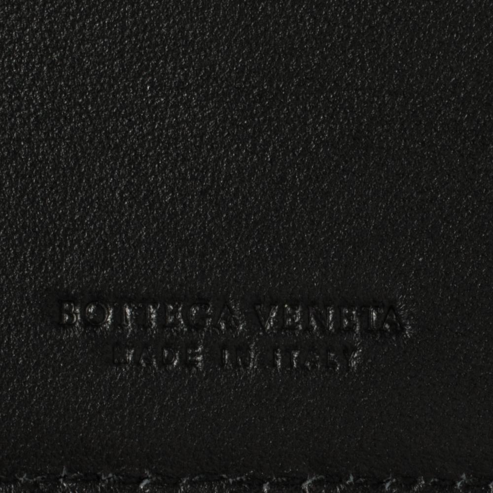 Bottega Veneta Black Intrecciato Leather Embroidered Stripe Bifold Wallet 2