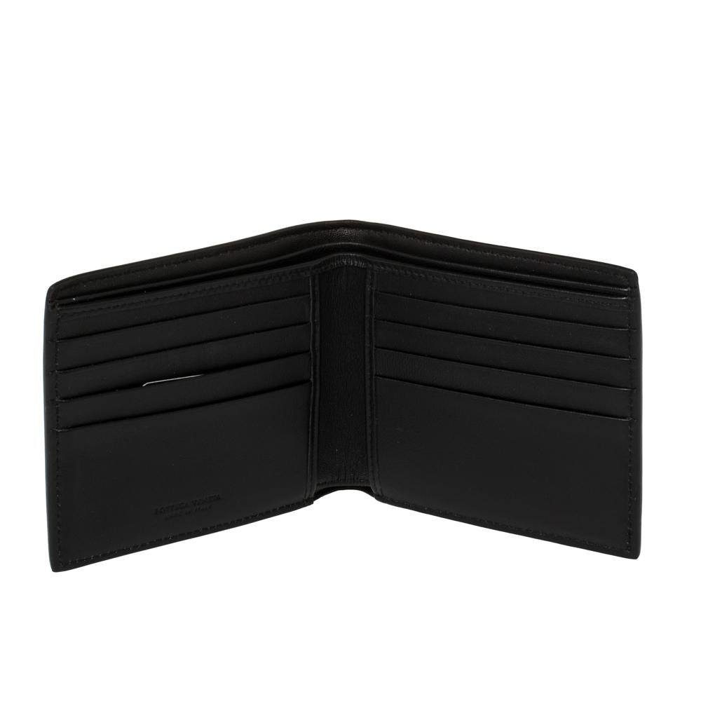 Bottega Veneta Black Intrecciato Leather Embroidered Stripe Bifold Wallet 3