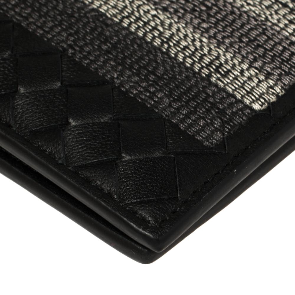 Bottega Veneta Black Intrecciato Leather Embroidered Stripe Bifold Wallet 5