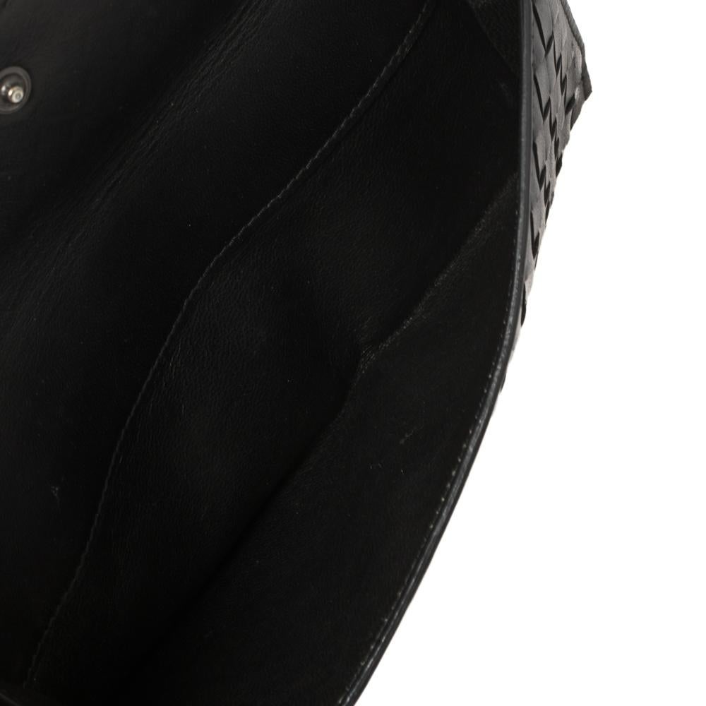 Bottega Veneta Black Intrecciato Leather Flap Continental Wallet 7