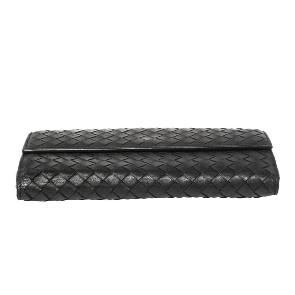 Bottega Veneta Black Intrecciato Leather Flap Continental Wallet 1