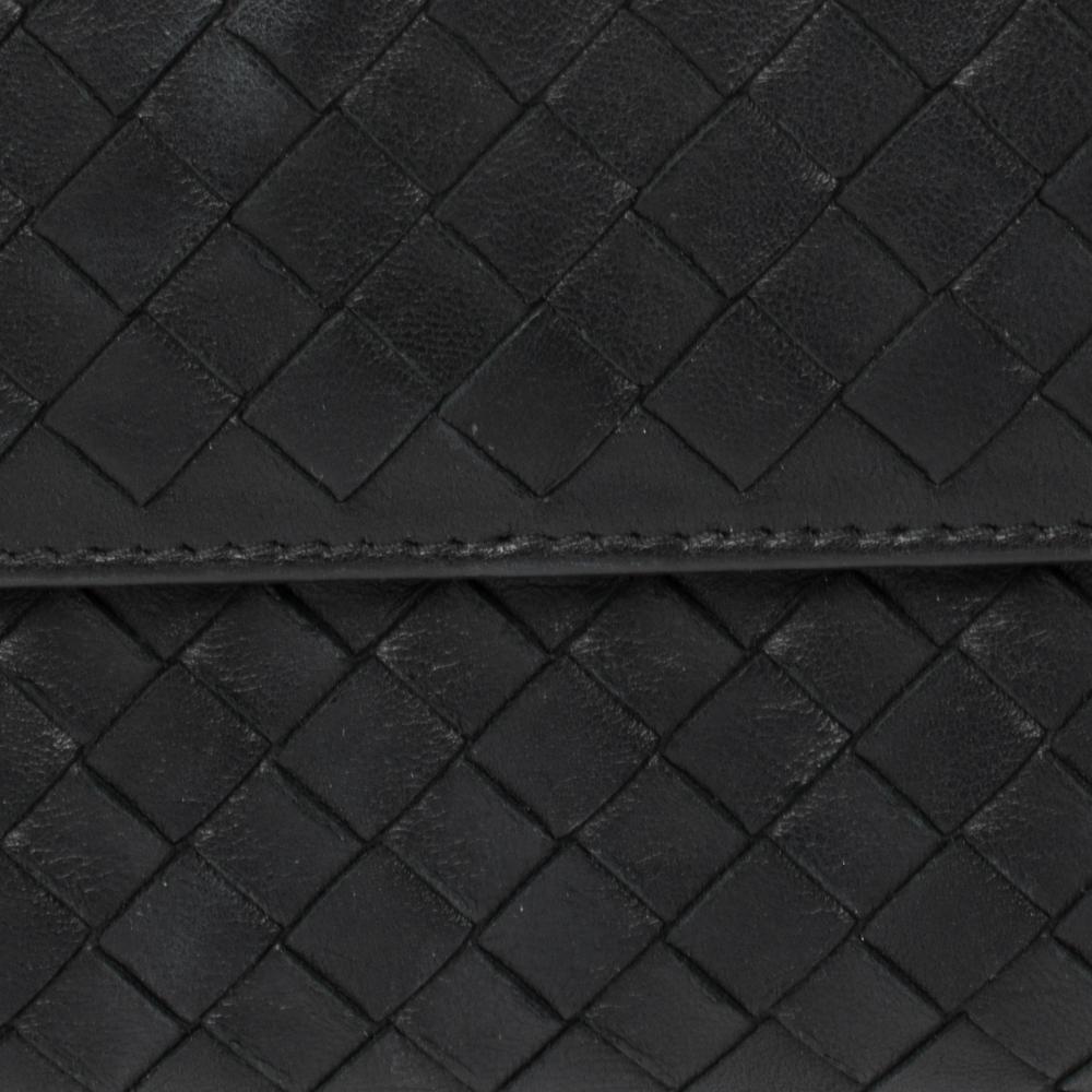 Bottega Veneta Black Intrecciato Leather Flap Continental Wallet 2