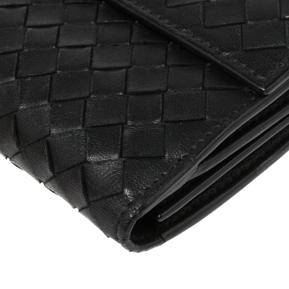 Bottega Veneta Black Intrecciato Leather Flap Continental Wallet 3