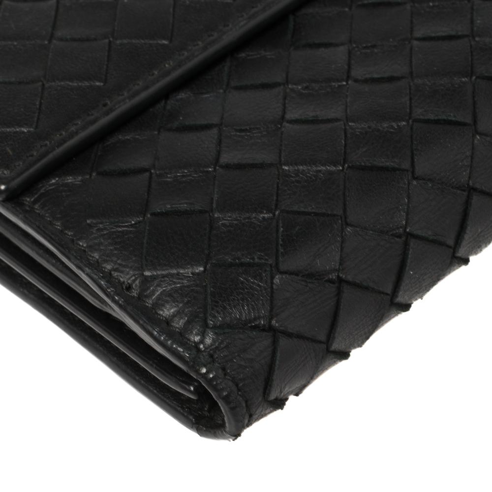 Bottega Veneta Black Intrecciato Leather Flap Continental Wallet 4