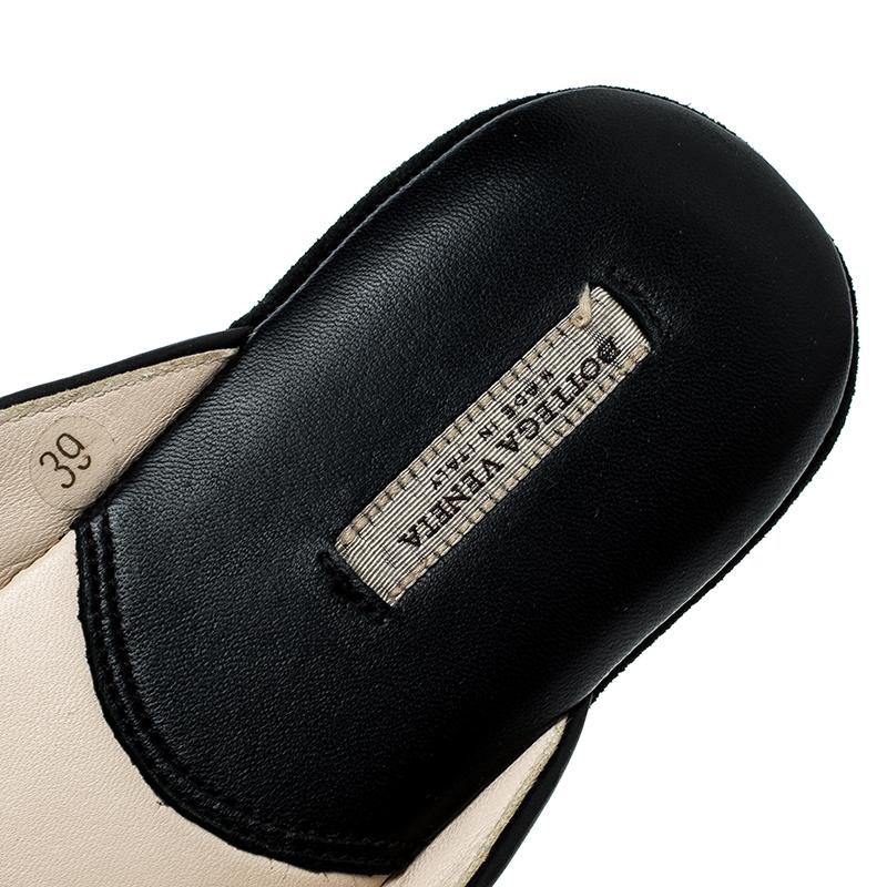 Bottega Veneta Black Intrecciato Leather Flat Slippers Size 39 2