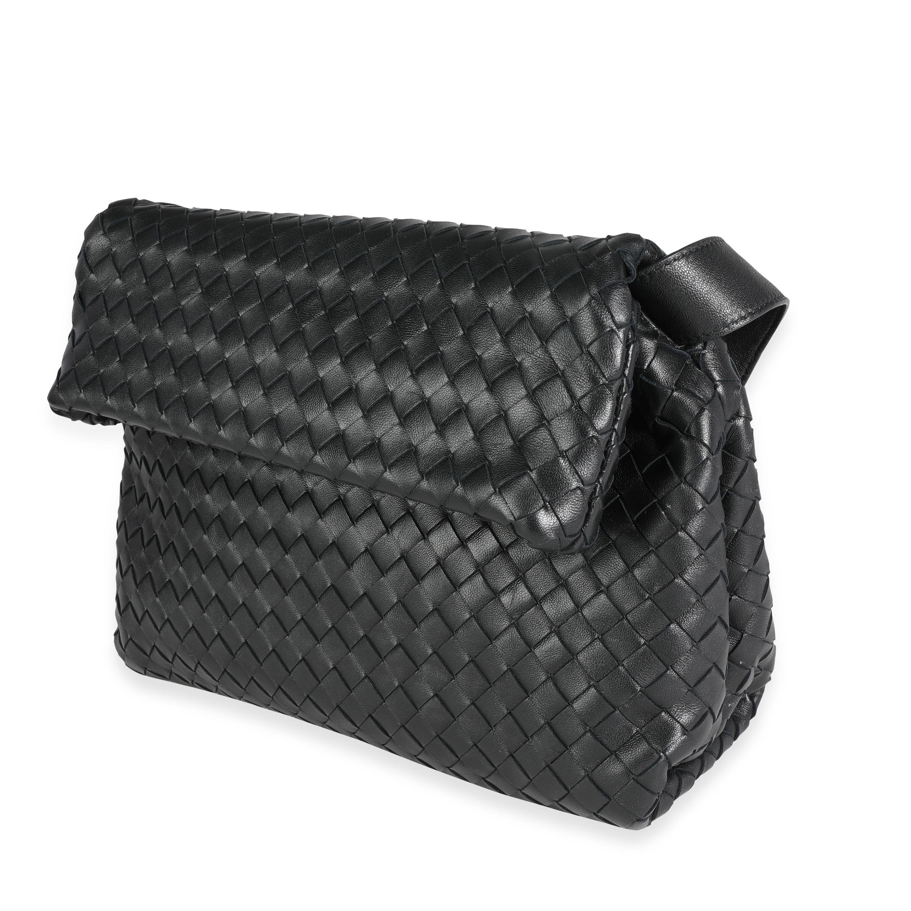 De las mujeres Bottega Veneta Bolso Crossbody Pliegue Piel Intrecciato Negro en venta