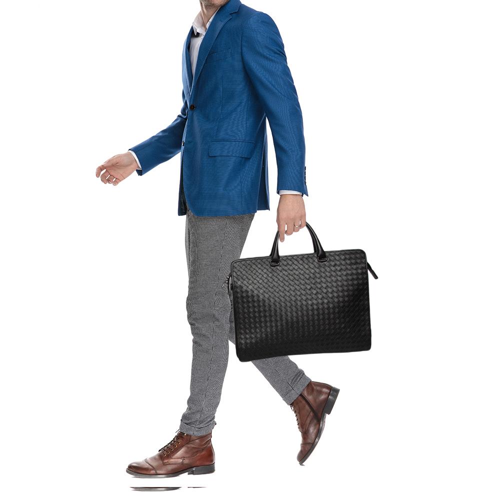 Bottega Veneta Black Intrecciato Leather Laptop Briefcase 3