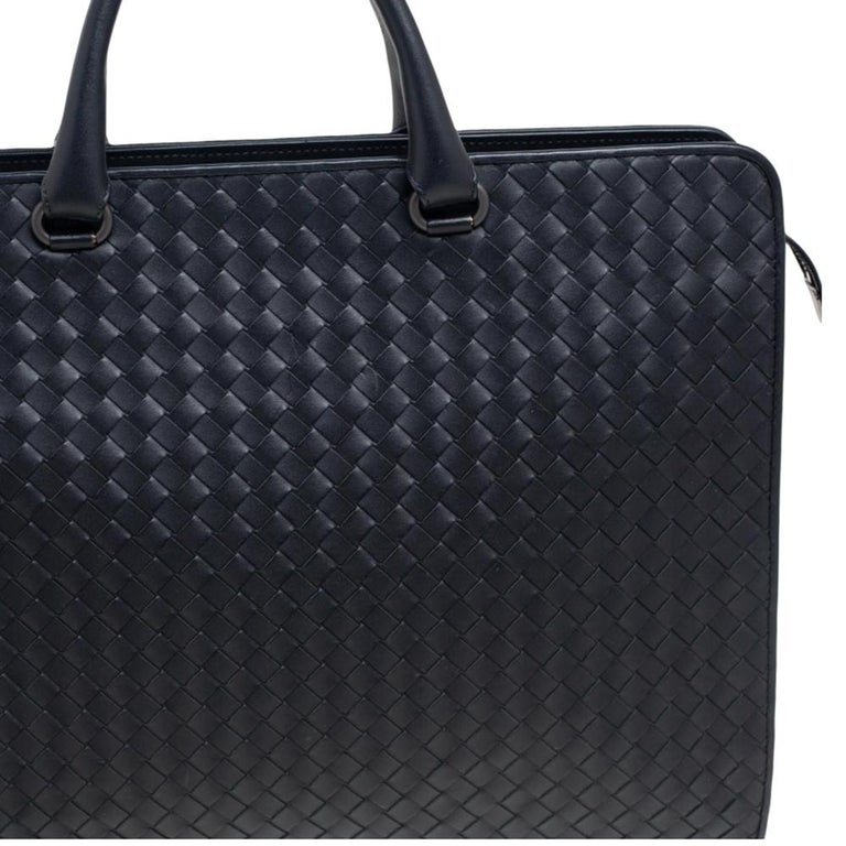 Bottega Veneta Black Intrecciato Leather Laptop Briefcase at 1stDibs
