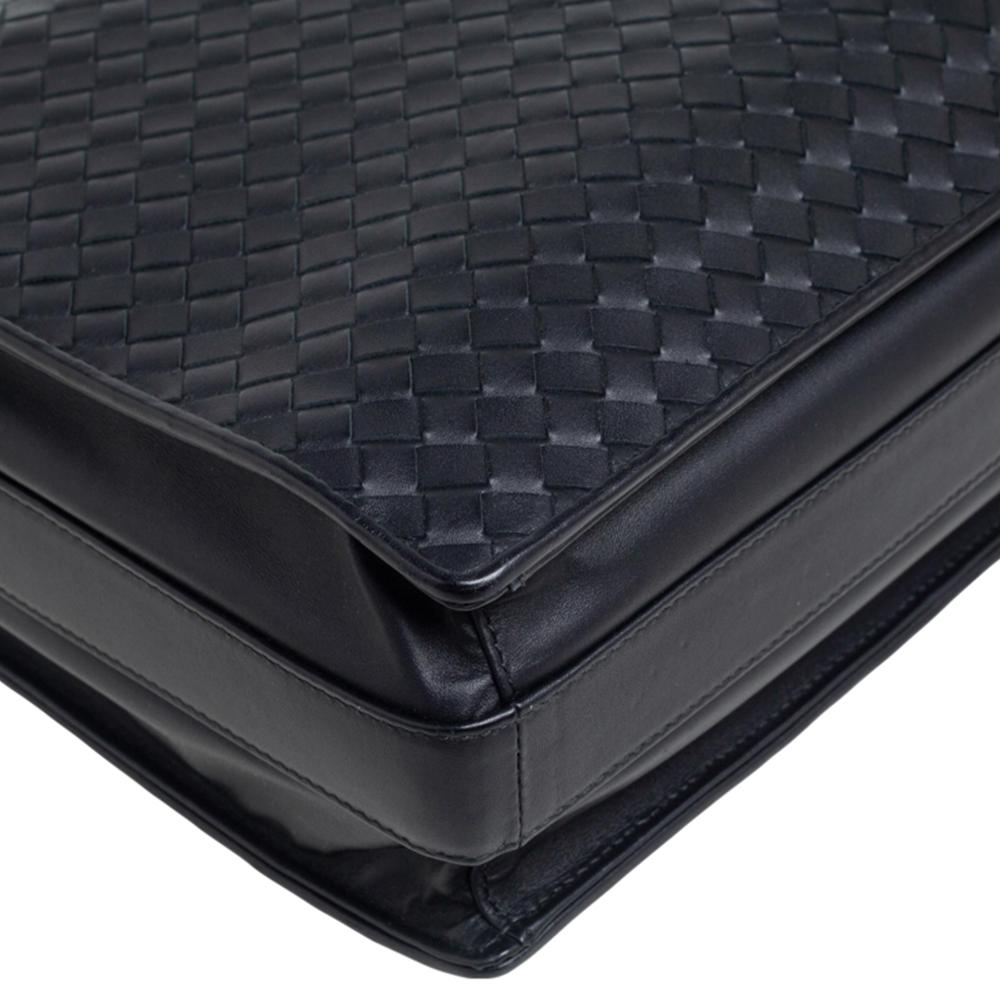Bottega Veneta Black Intrecciato Leather Laptop Briefcase 1