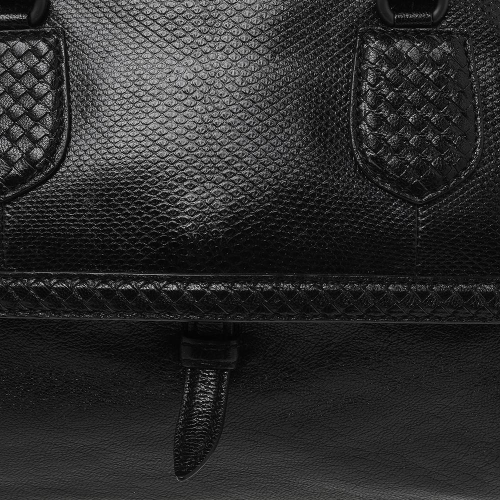 Bottega Veneta Black Intrecciato Leather Large Karung Bowling Bag 1