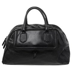Bottega Veneta Black Intrecciato Leather Large Karung Bowling Bag