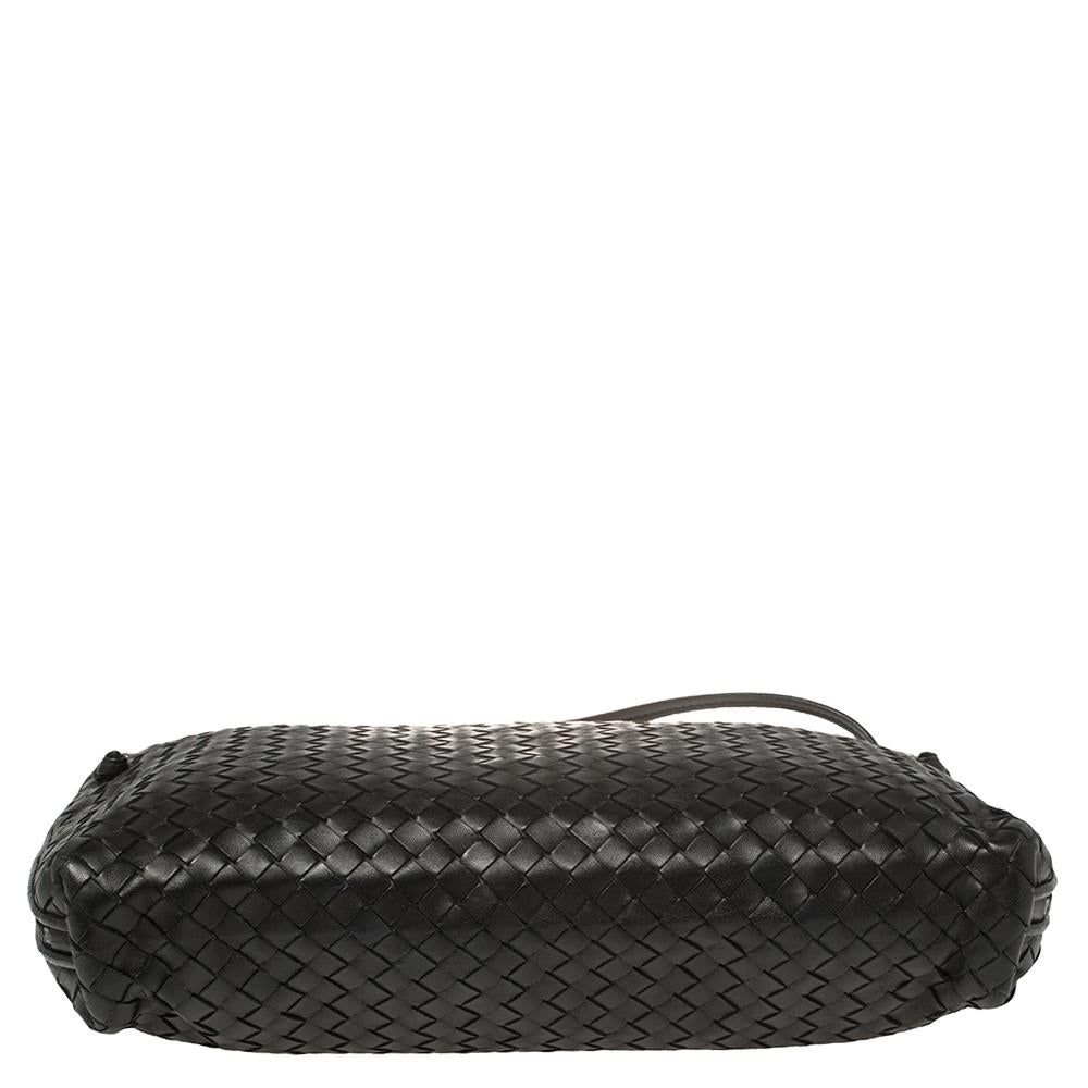 Bottega Veneta Schwarz Intrecciato Leder Große Nodini Crossbody Tasche Damen