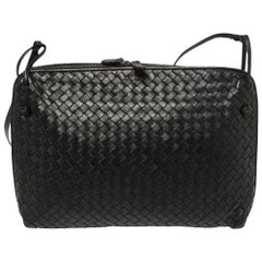 Bottega Veneta Black Intrecciato Leather Large Nodini Crossbody Bag