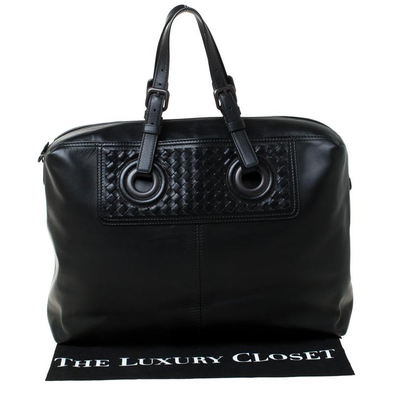 Bottega Veneta Black Intrecciato Leather Large Oculus Duffle Bag For ...