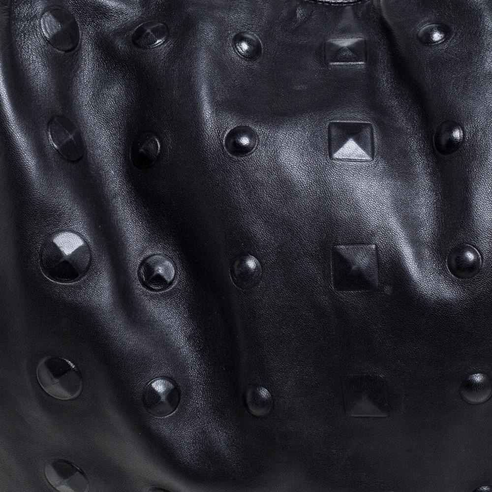 Bottega Veneta Black Intrecciato Leather Maxi Veneta Studded Hobo 2