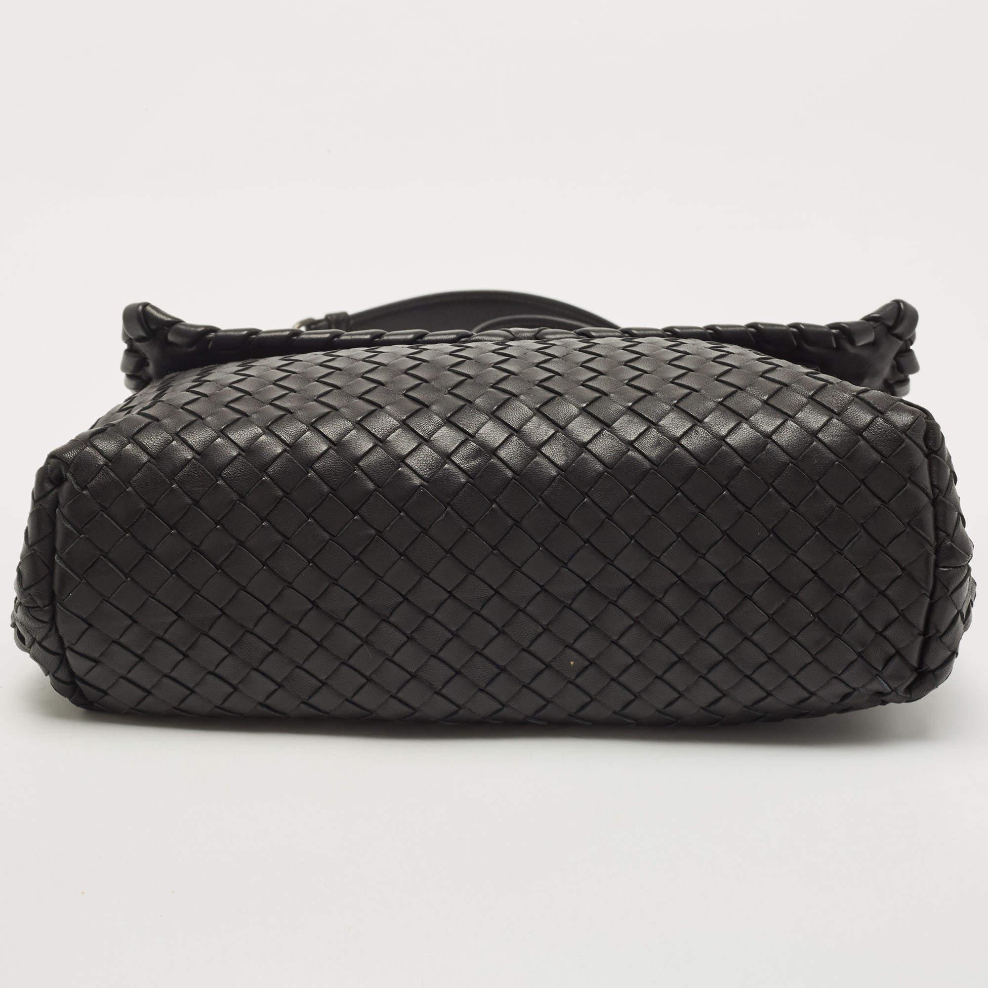 Bottega Veneta Black Intrecciato Leather Medium Olimpia Flap Shoulder Bag 7
