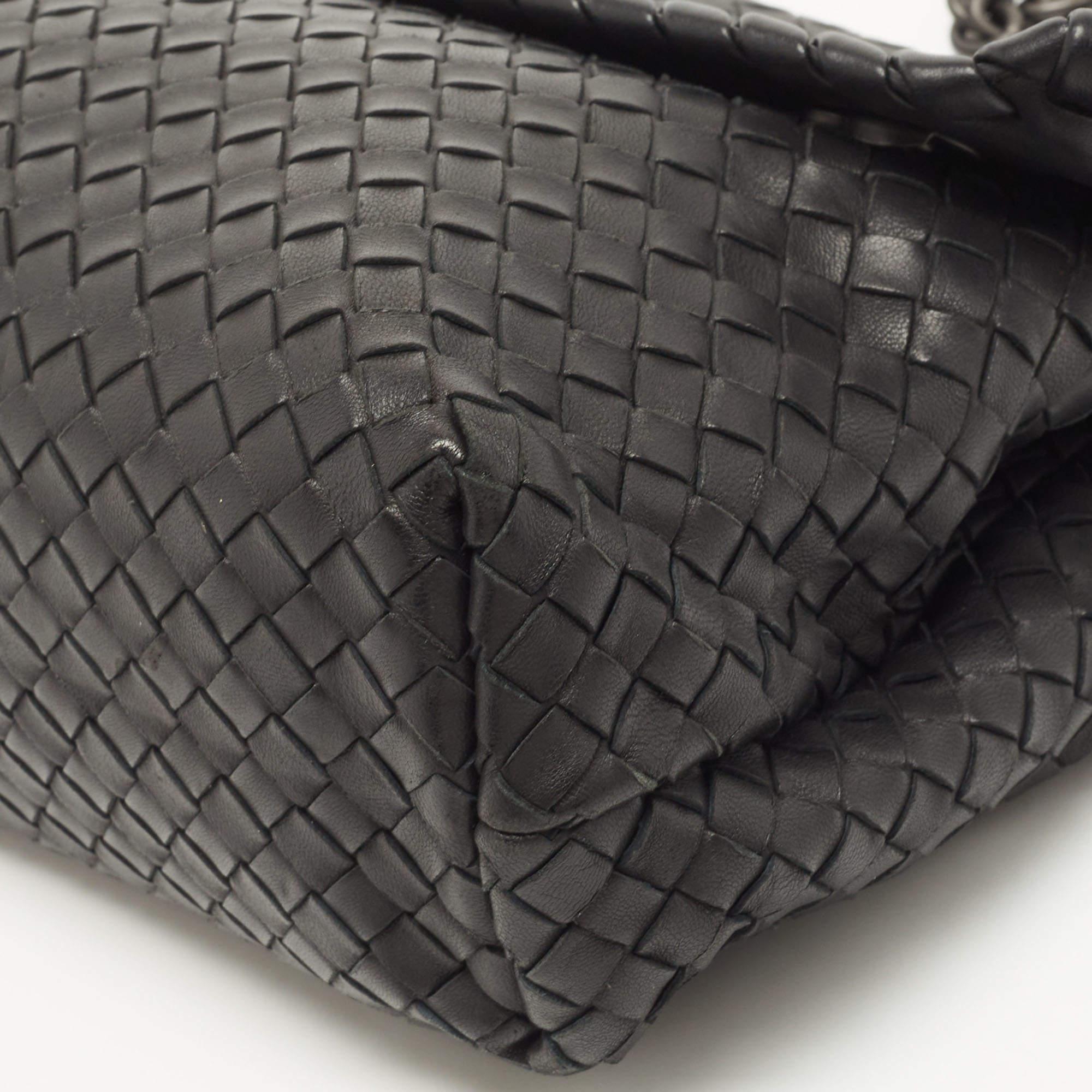 Bottega Veneta Black Intrecciato Leather Medium Olimpia Flap Shoulder Bag 1