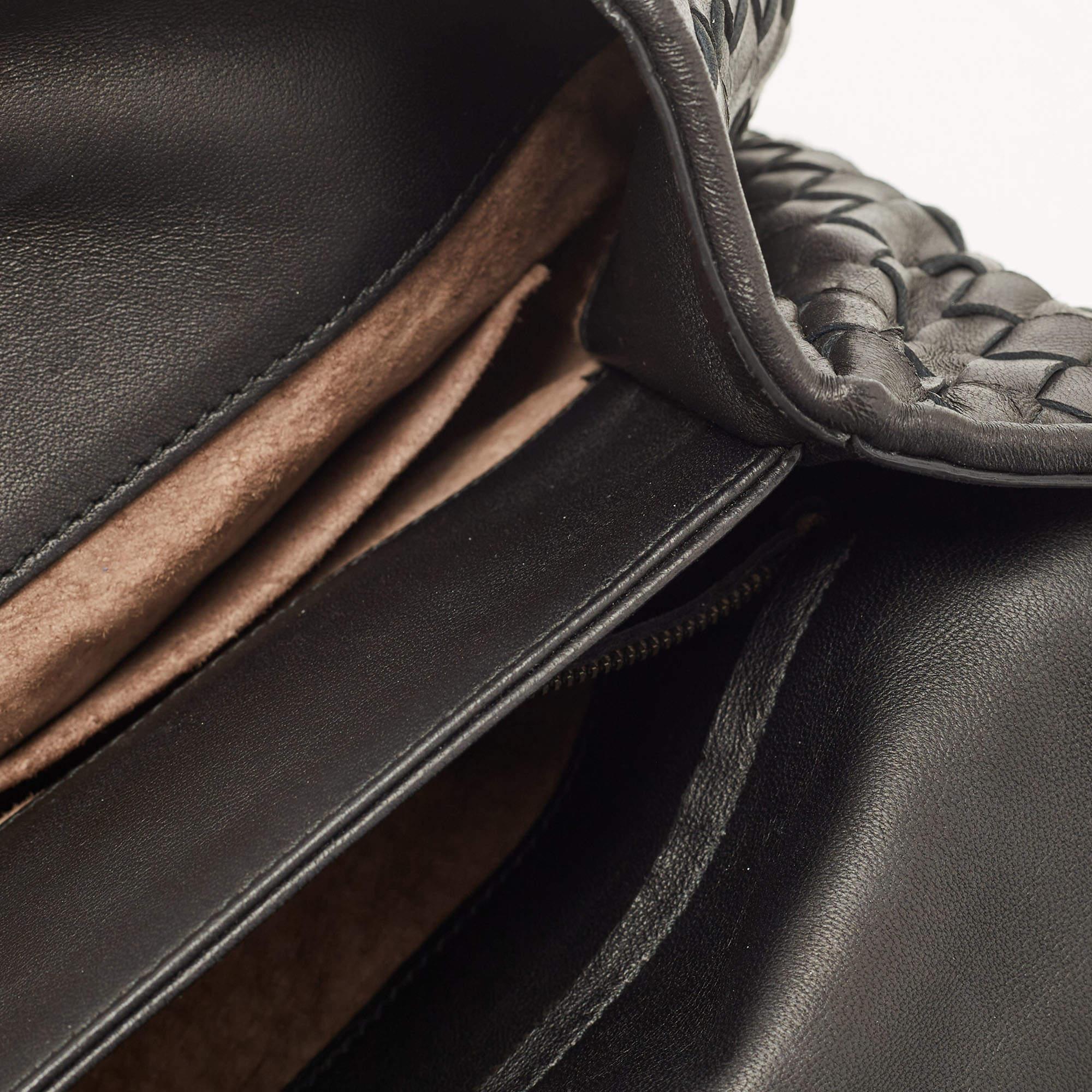 Bottega Veneta Black Intrecciato Leather Medium Olimpia Flap Shoulder Bag 4