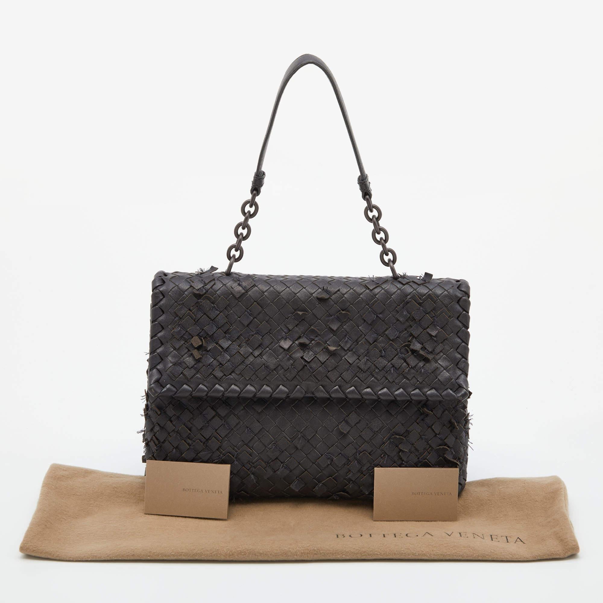 Bottega Veneta Black Intrecciato Leather Medium Olimpia Shoulder Bag 7