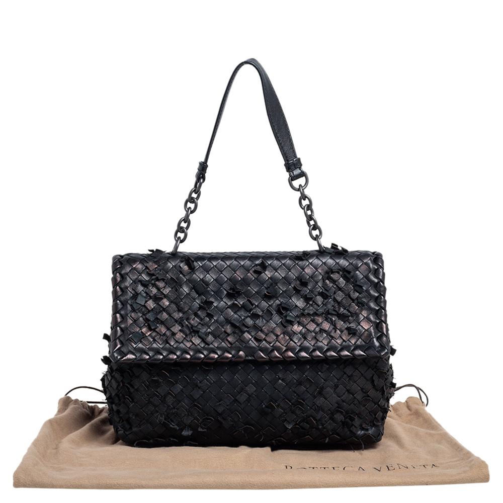 Bottega Veneta Black Intrecciato Leather Medium Olimpia Shoulder Bag 9
