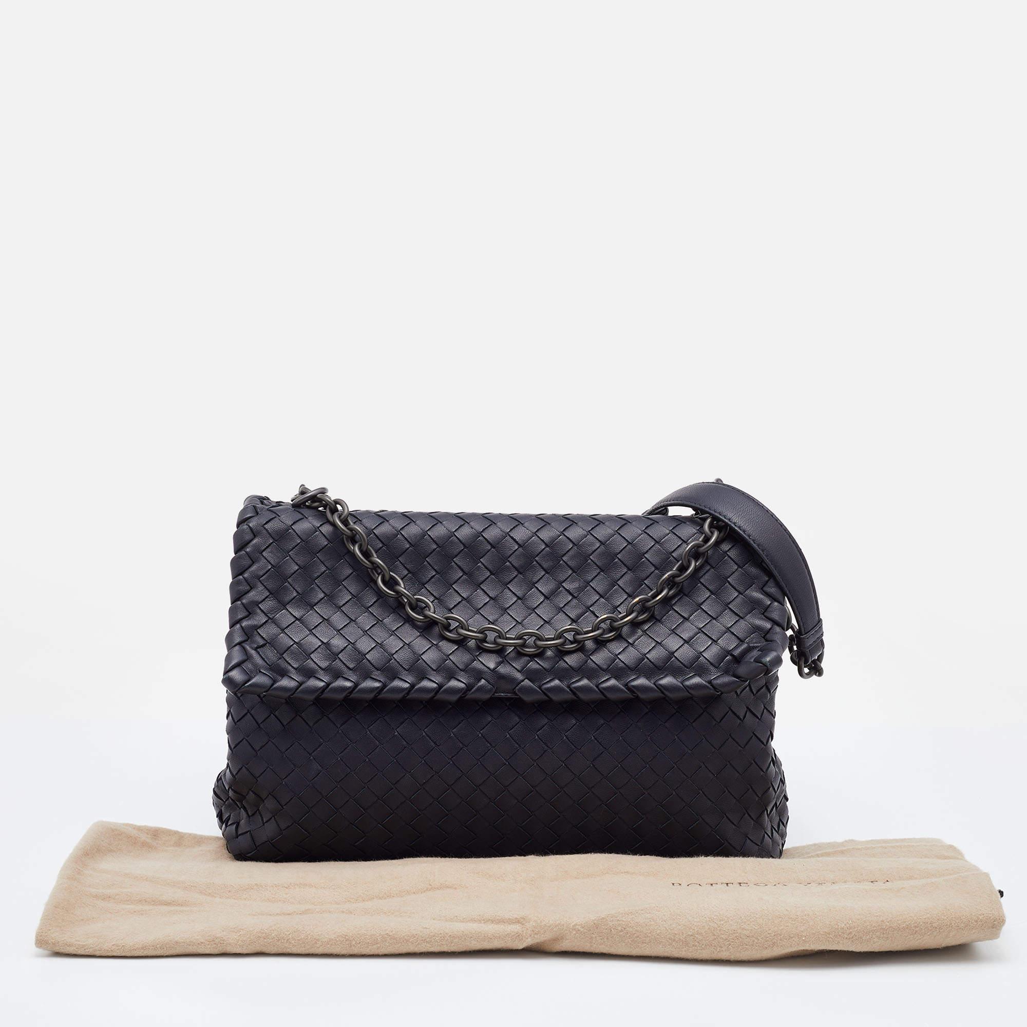 Bottega Veneta Black Intrecciato Leather Medium Olimpia Shoulder Bag 3