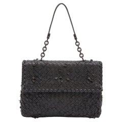 Bottega Veneta Black Intrecciato Leather Medium Olimpia Shoulder Bag