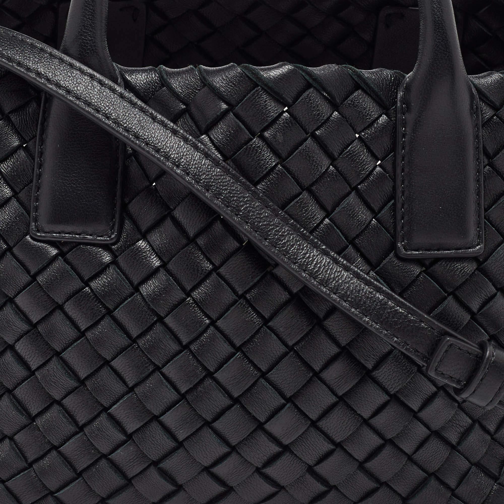 Bottega Veneta Black Intrecciato Leather Mini Cabat Tote 1