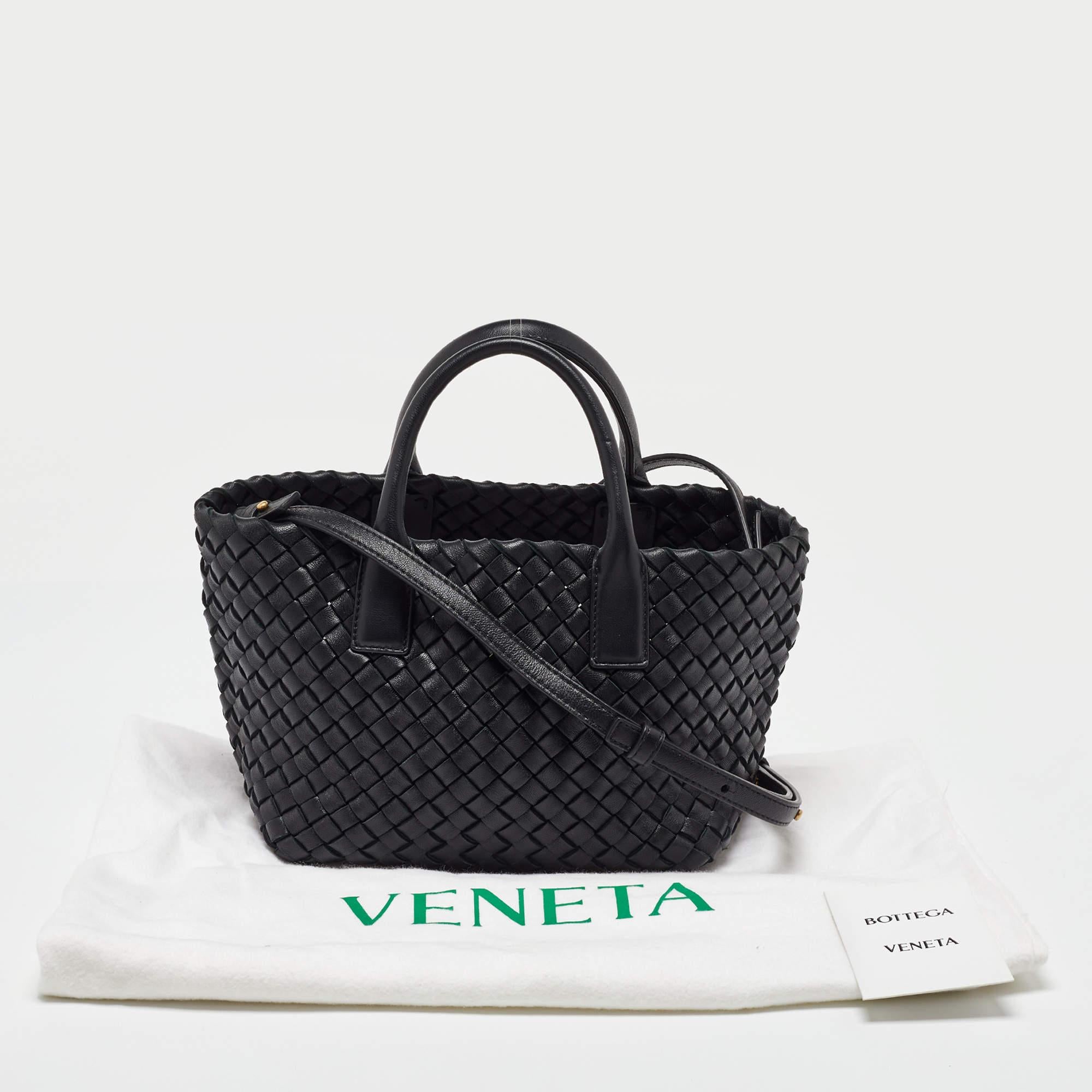 Bottega Veneta Black Intrecciato Leather Mini Cabat Tote 5