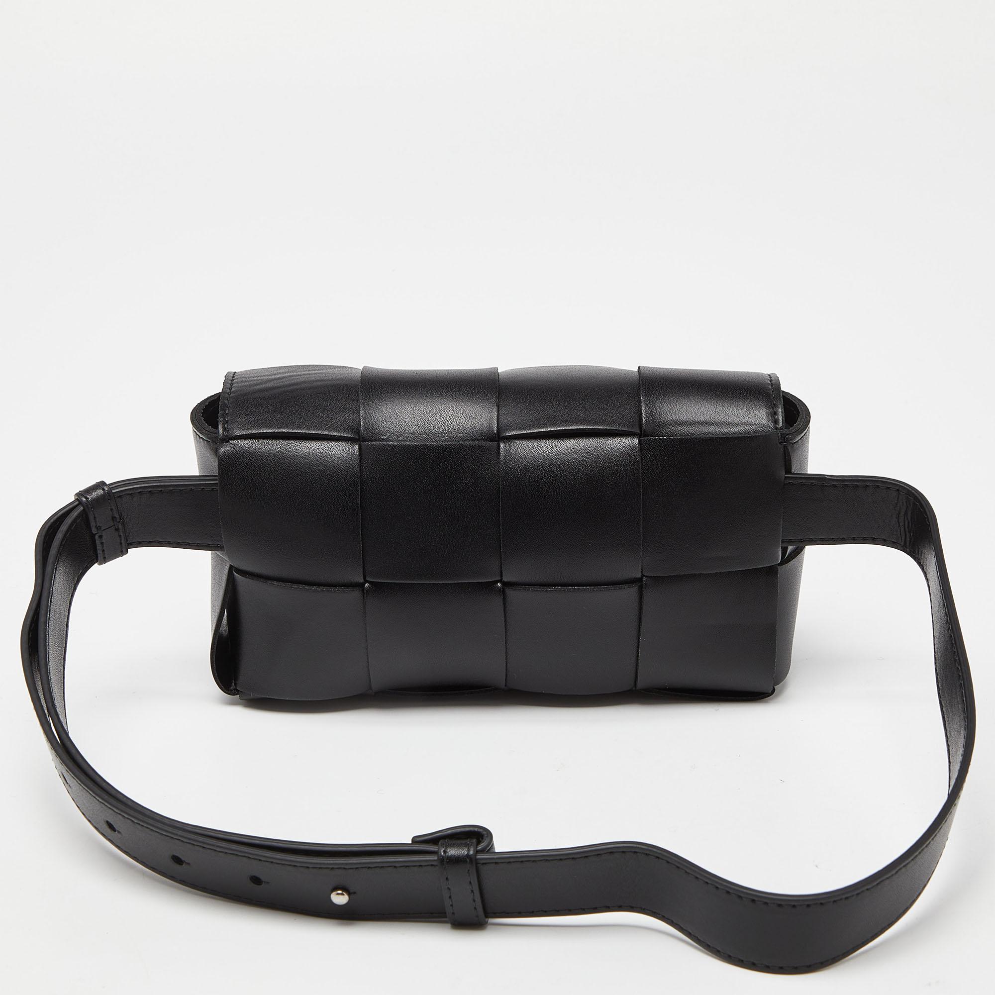 Bottega Veneta Black Intrecciato Leather Mini Cassette Belt Bag 6