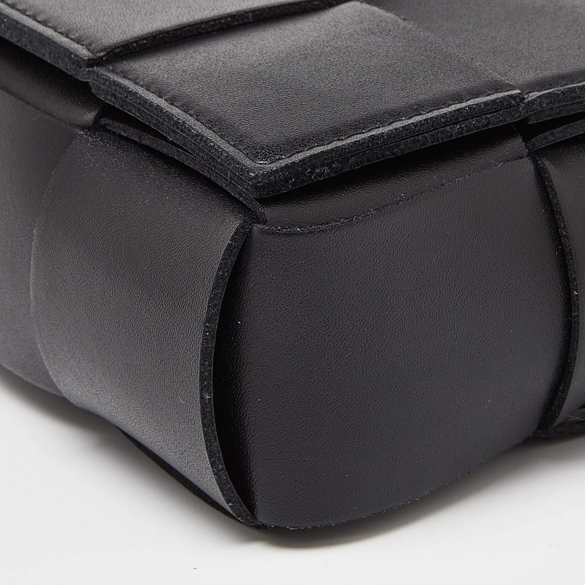 Women's Bottega Veneta Black Intrecciato Leather Mini Cassette Belt Bag