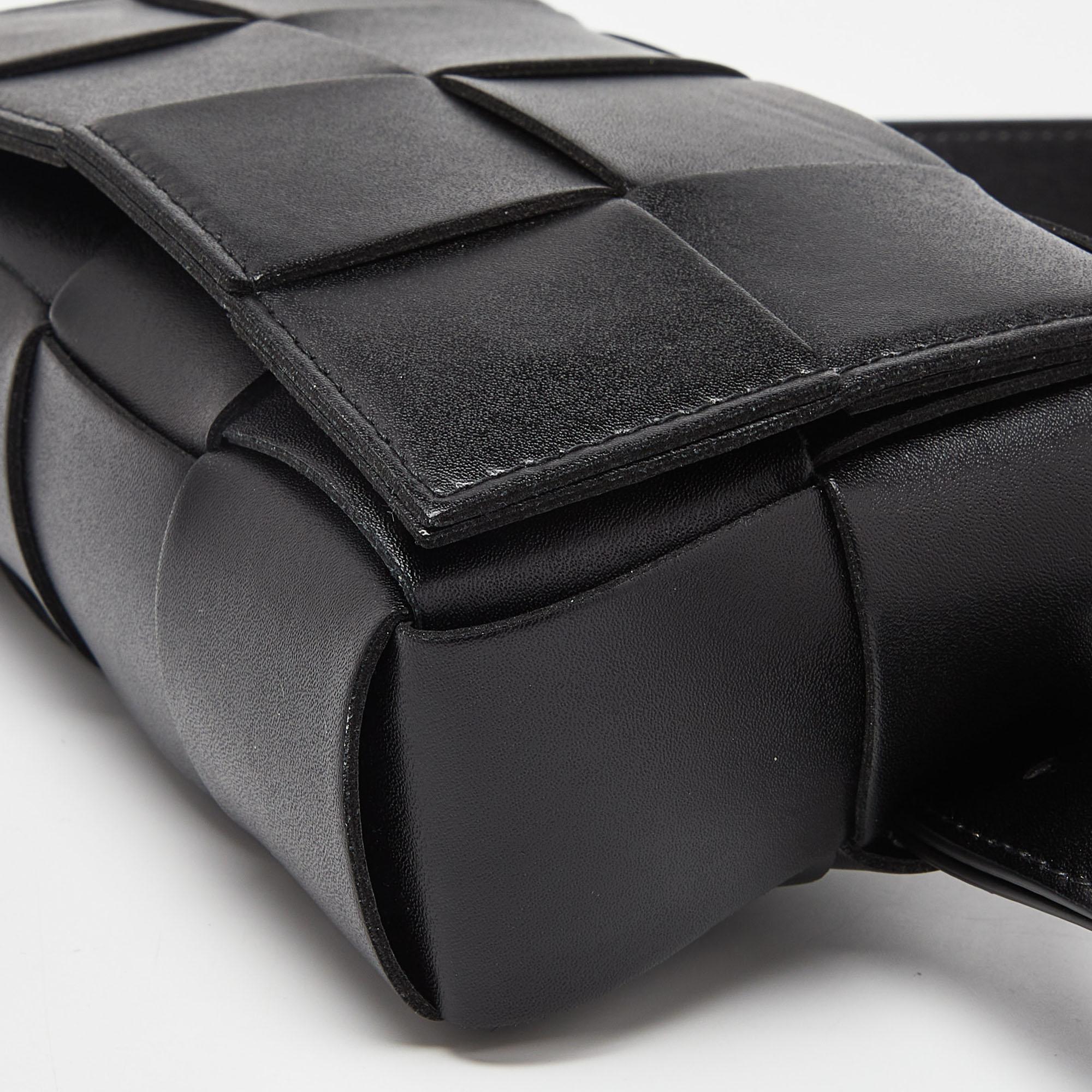 Bottega Veneta Black Intrecciato Leather Mini Cassette Belt Bag 1