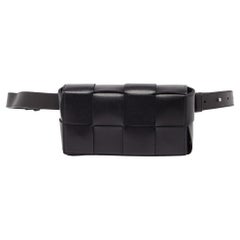 Bottega Veneta Black Intrecciato Leather Mini Cassette Belt Bag