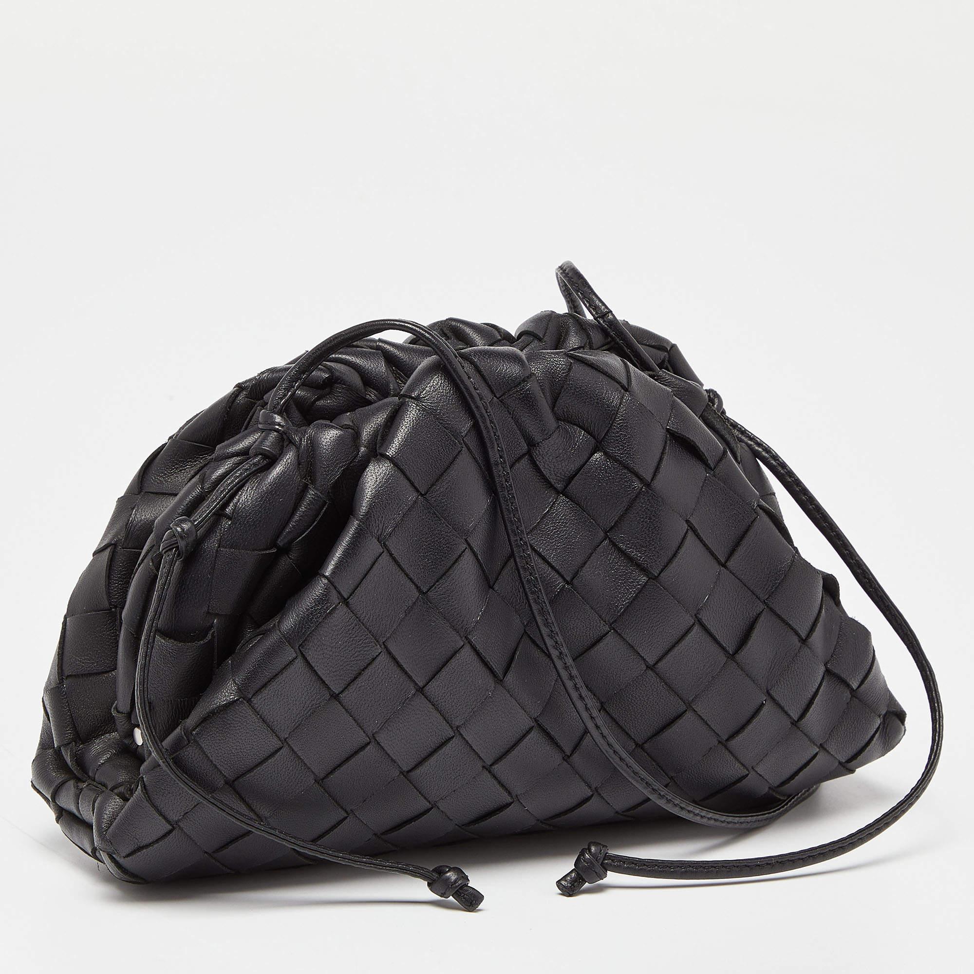 Bottega Veneta Black Intrecciato Leather Mini The Pouch Bag 2