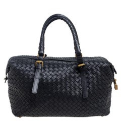 Bottega Veneta Black Intrecciato Leather Montaigne Satchel