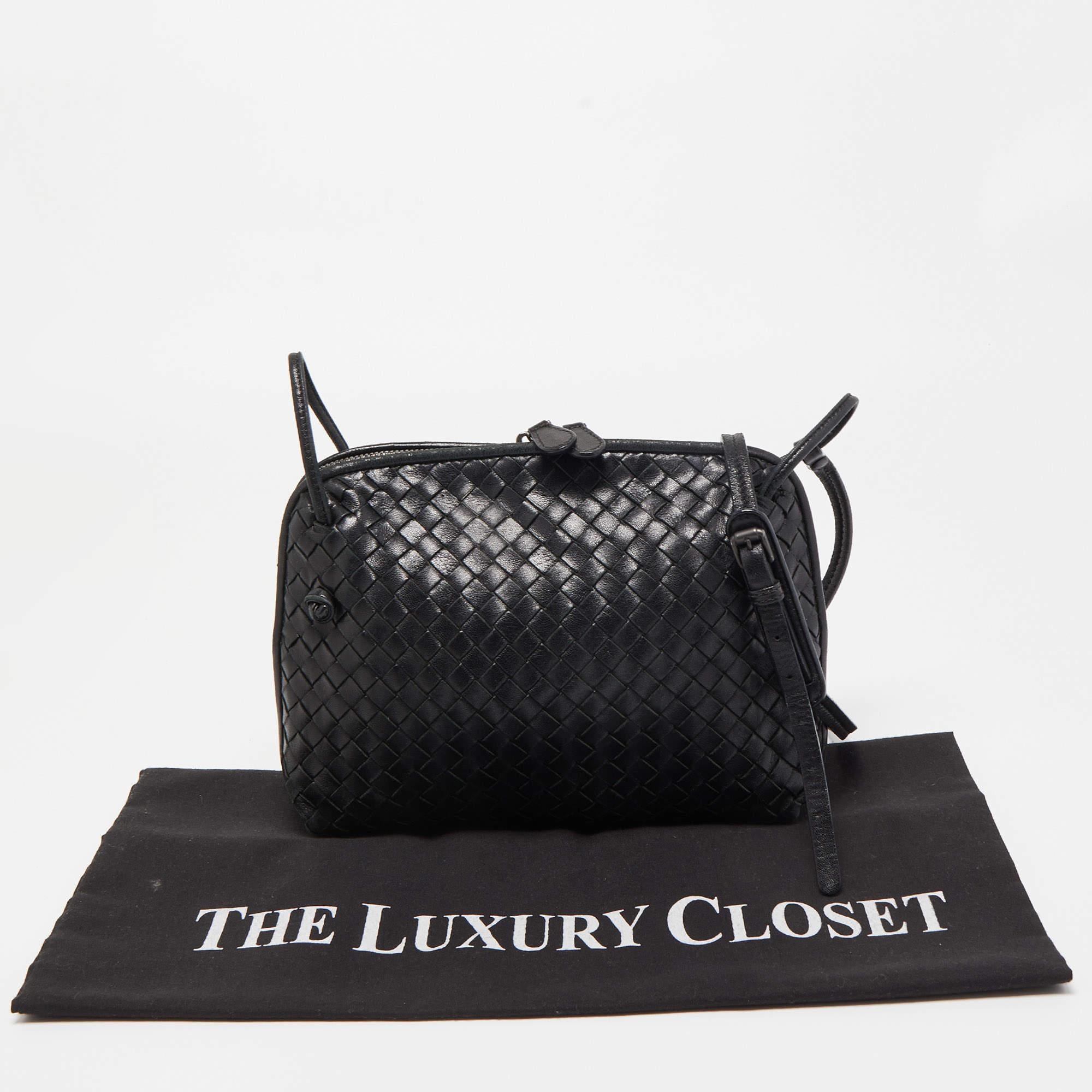 Bottega Veneta Black Intrecciato Leather Nodini Crossbody Bag 9