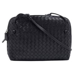 Bottega Veneta Black Intrecciato Leather Nodini Crossbody Bag