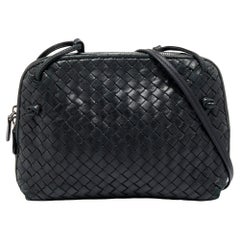 Bottega Veneta Black Intrecciato Leather Nodini Crossbody Bag