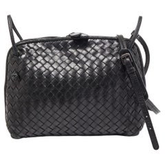 Bottega Veneta Black Intrecciato Leather Nodini Crossbody Bag