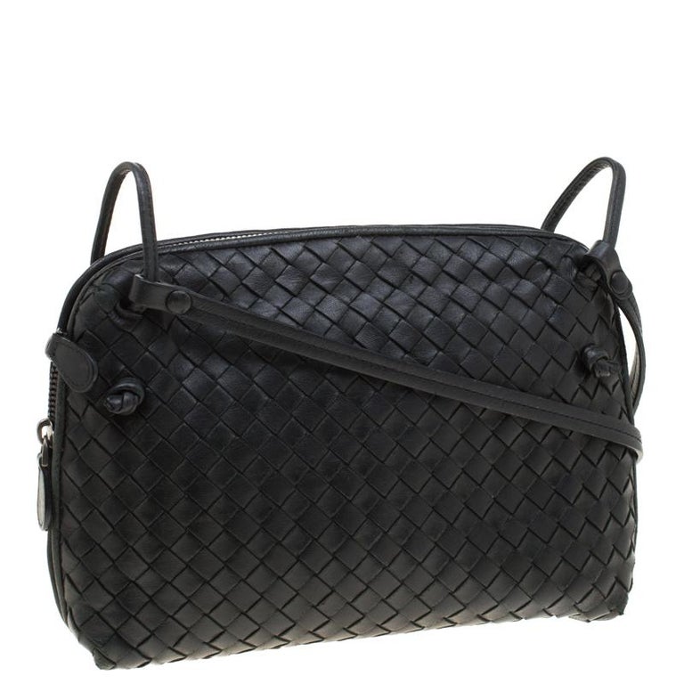 Bottega Veneta Black Intrecciato Leather Nodini Shoulder Bag For Sale at 1stdibs