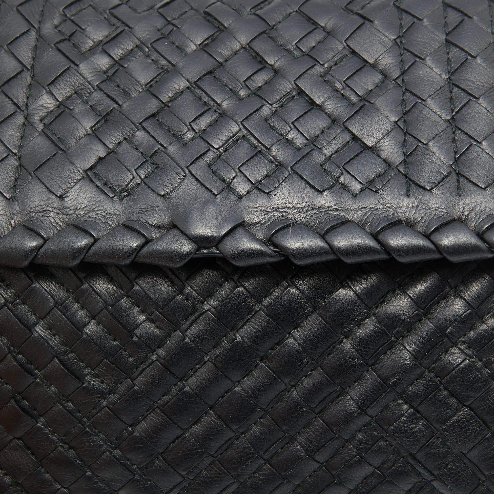 Bottega Veneta Black Intrecciato Leather Olimpia Flap Shoulder Bag 8