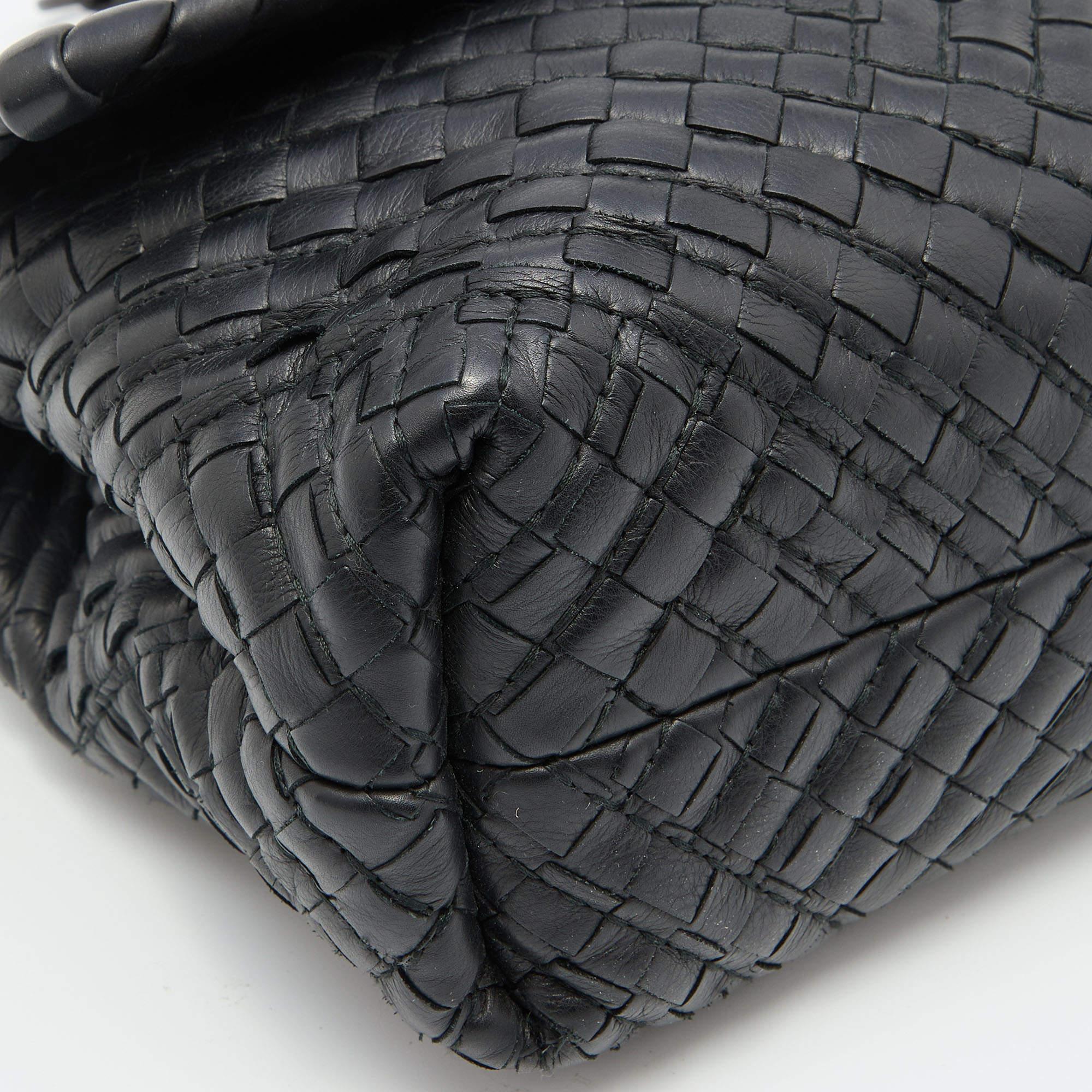 Bottega Veneta Black Intrecciato Leather Olimpia Flap Shoulder Bag 3