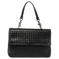 Bottega Veneta Black Intrecciato Leather Olimpia Shoulder Bag