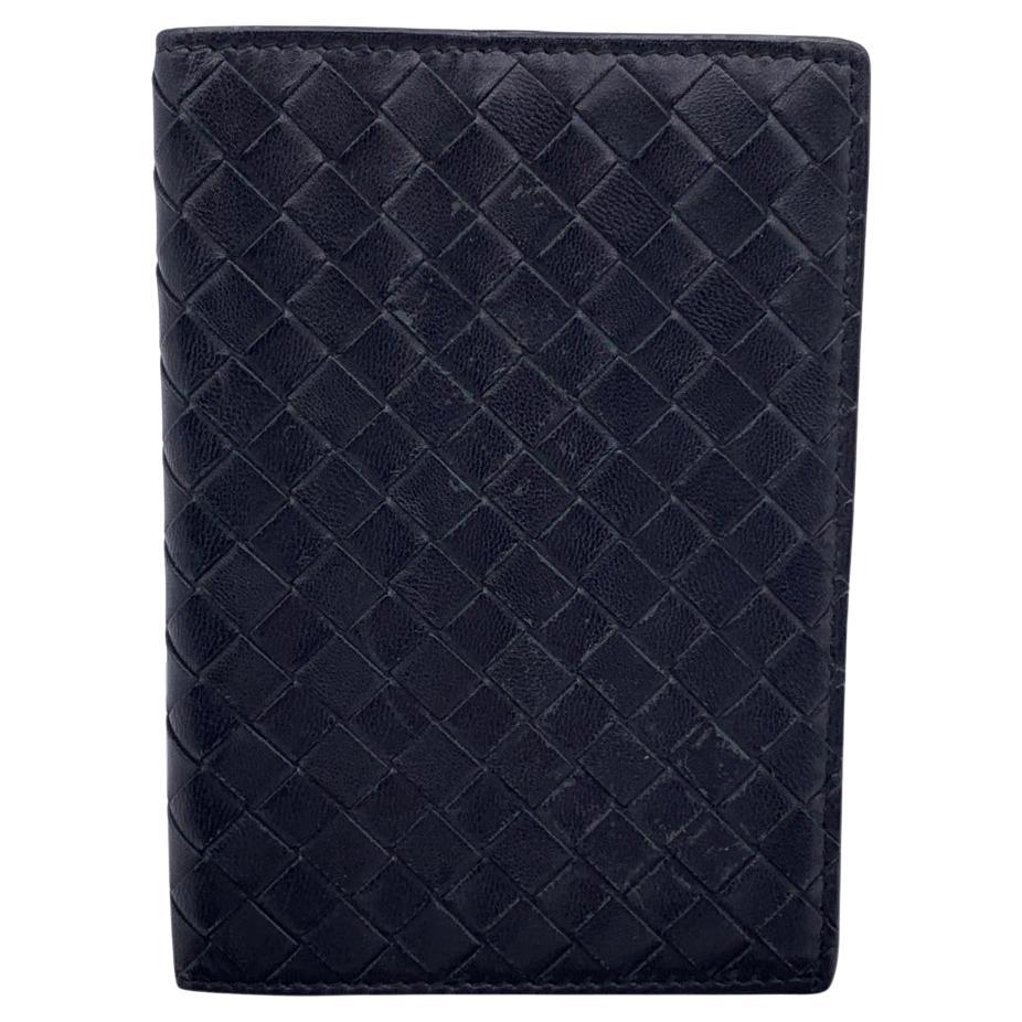 Bottega Veneta Black Intrecciato Leather Passport Holder Case