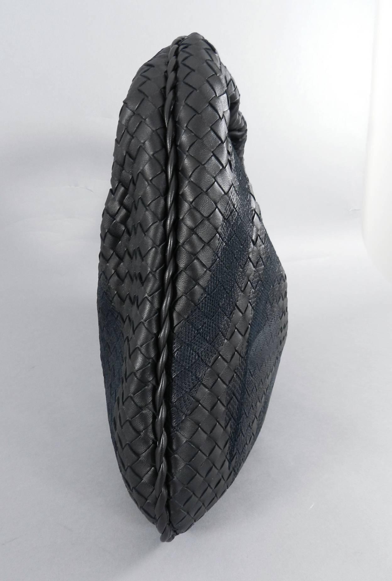 Bottega Veneta Black Intrecciato Leather Shadow Embroidered Nappa Hobo Bag 1