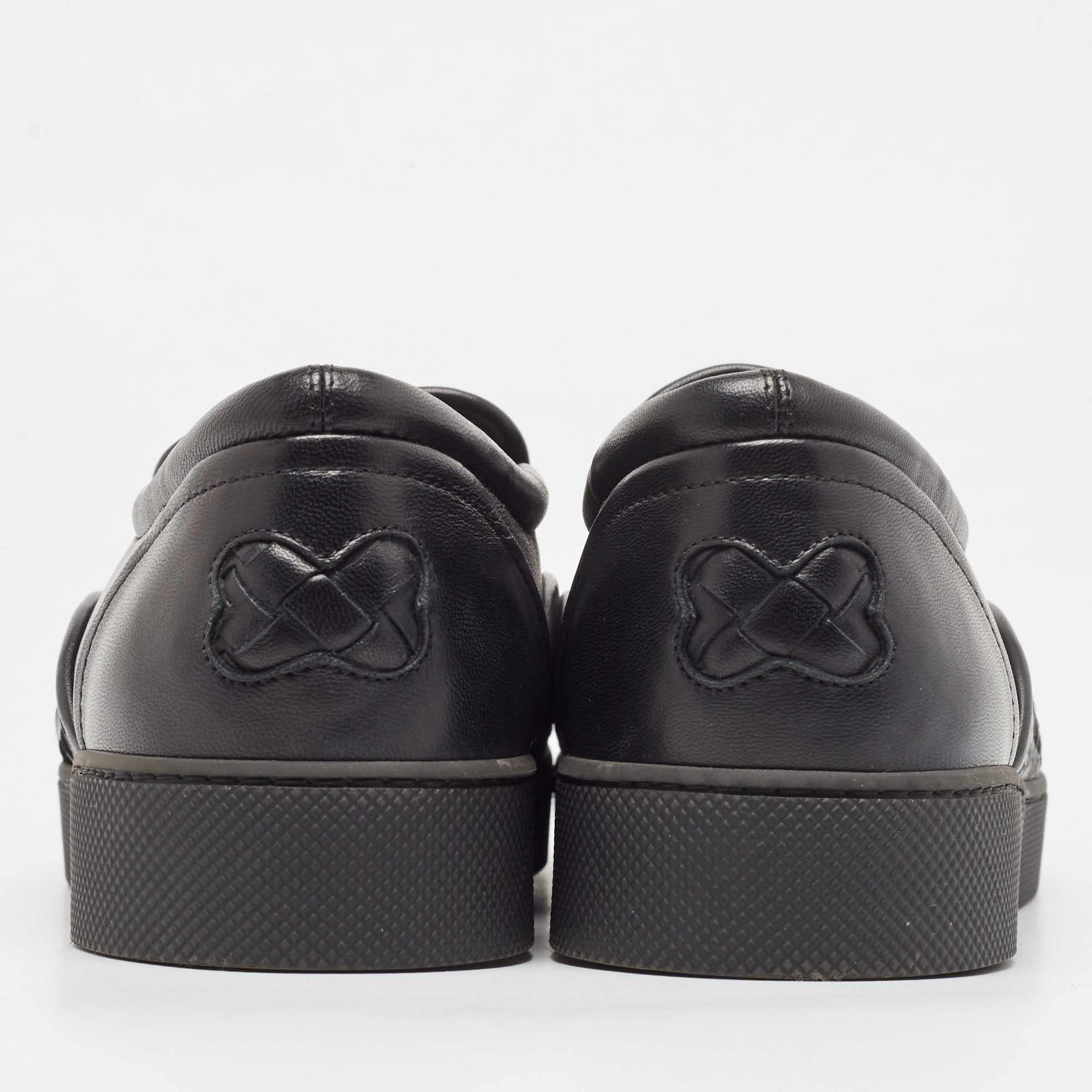 Bottega Veneta Black Intrecciato Leather Slip On Sneakers Size 40 4