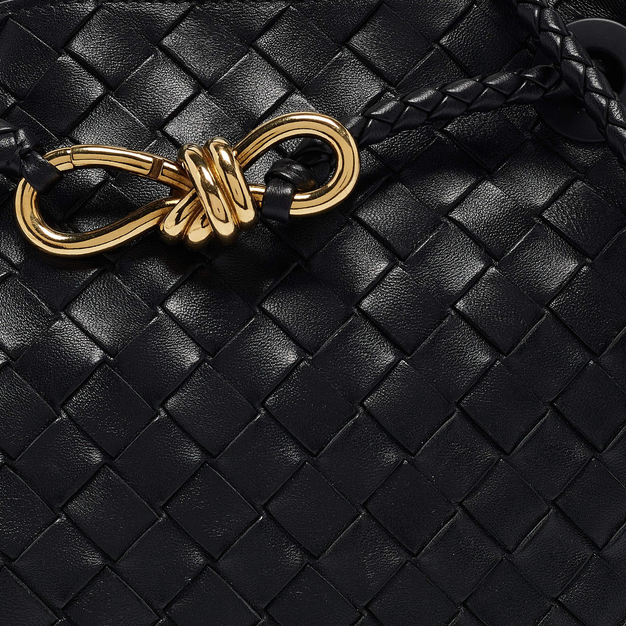 Bottega Veneta Black Intrecciato Leather Small Andiamo Top Handle Bag 1